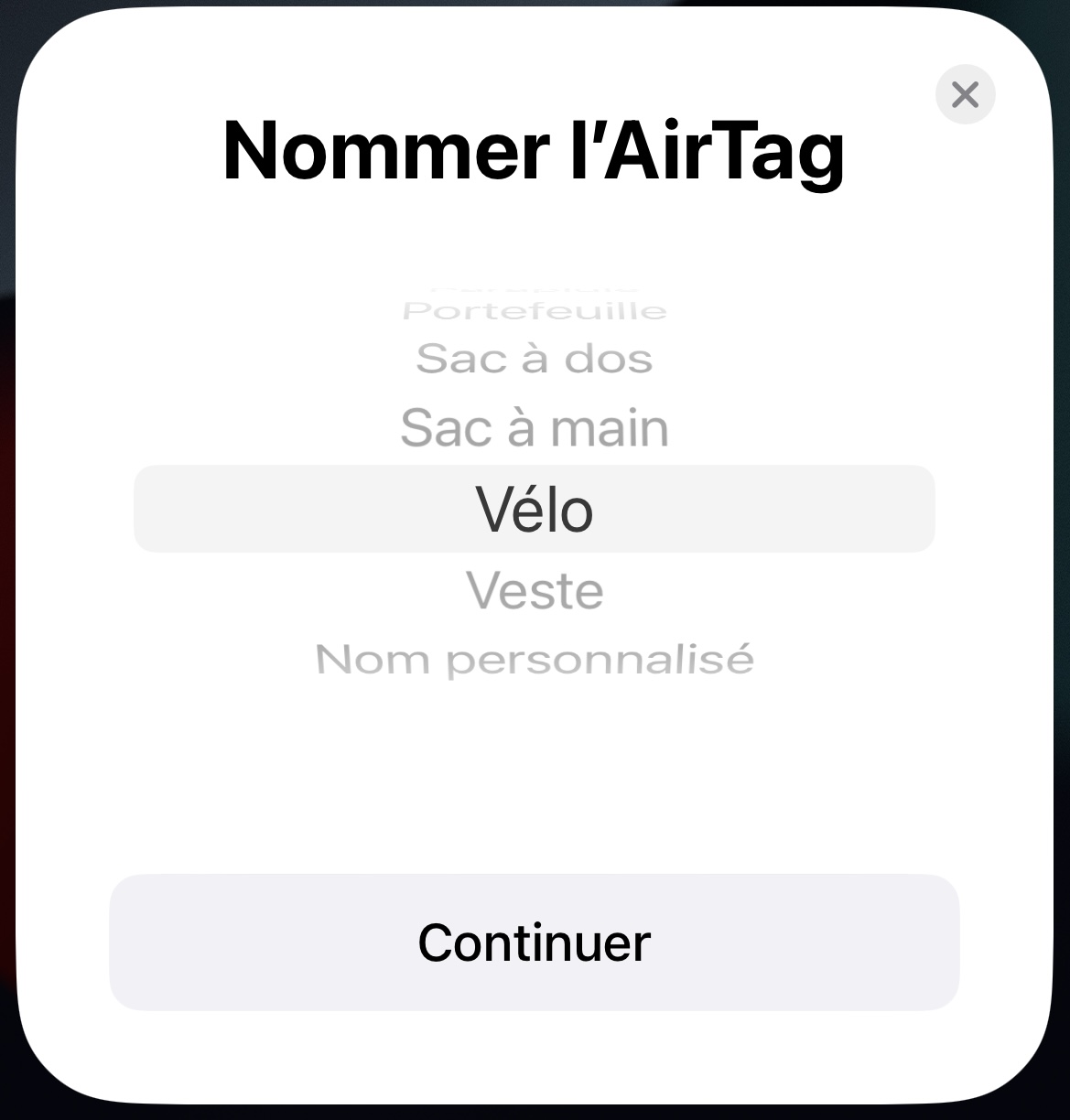 Initialisation de l'AirTag